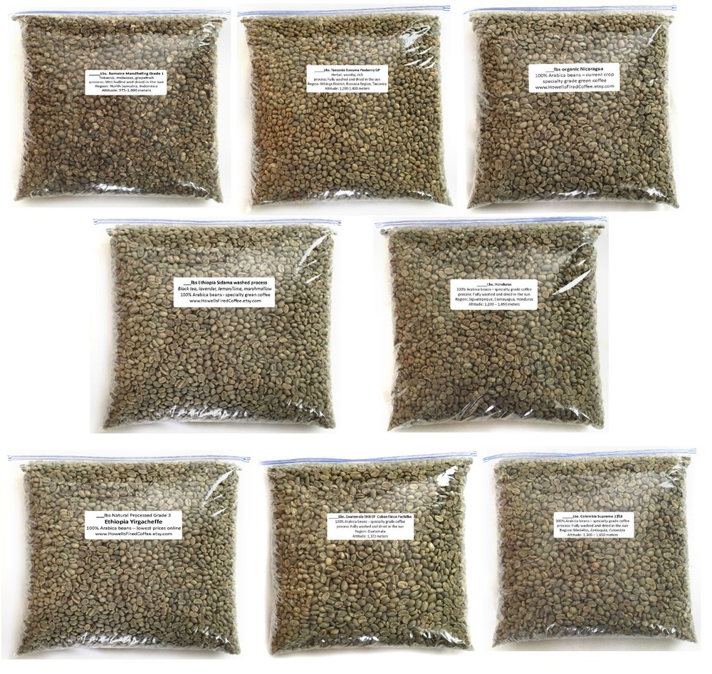 4 lbs Green Coffee Bean Sample Pack – 8 one-half pound coffee samples