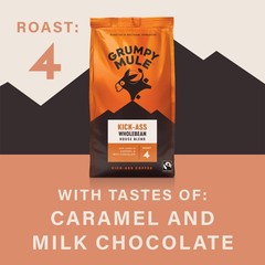 Grumpy Mule Kick-Ass House Blend Whole Coffee Beans with notes of Caramel and Mi