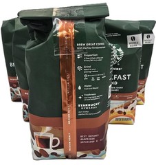 Starbucks Whole Bean Medium Roast Coffee Breakfast Blend (6/12oz Bags) BB 4/6/26