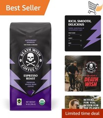 Whole Bean Espresso Roast Organic Fair Trade Arabica Robusta Coffee 14 oz