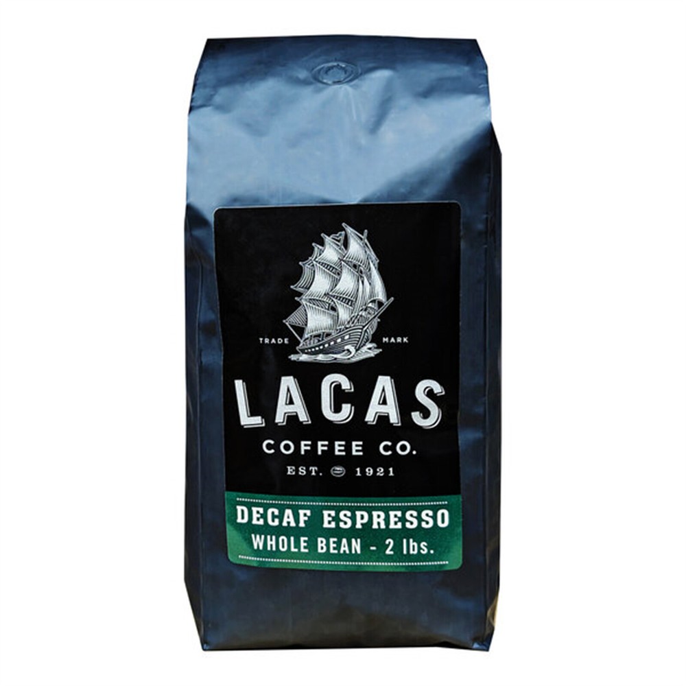 Lacas Coffee Decaf Whole Bean Espresso 2 lb. – 4/Pieces WS-110LCWBDCESP