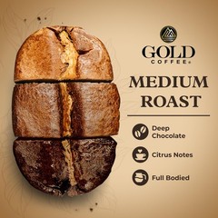 Gold Coffee | Blue Mountain Premium Blend | Medium Roast, Whole Bean | 100% A…