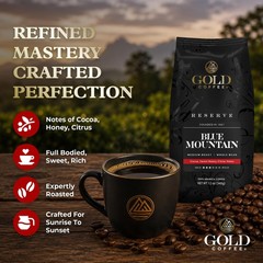 Gold Coffee Co. Blue Mountain Premium Blend – Medium Roast, Whole Bean 100% A…
