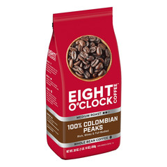 Eight O’Clock Coffee Medium Roast Whole Bean 100% Colombian Peaks Coffee 30 oz