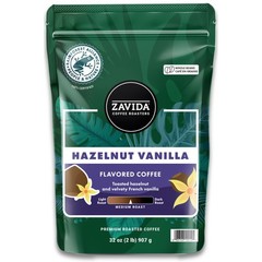 Zavida Hazelnut Vanilla Whole Bean (32 OZ), 32 Ounce, 2 32 Ounce (Pack of 1)