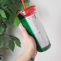 NEW Starbucks Christmas Holiday 2021 Glass Tumbler Cup Red & Green 18oz