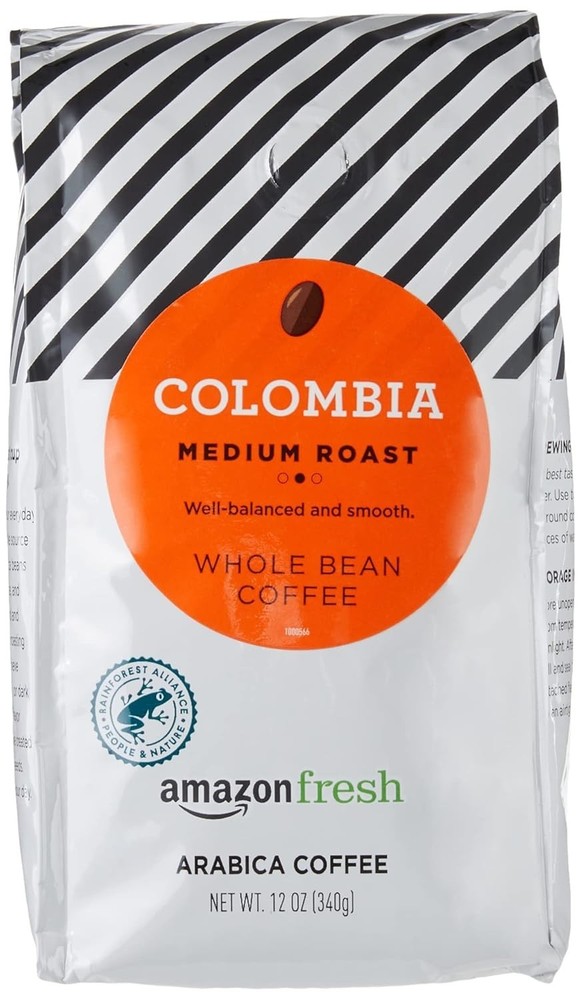 100% Arabica Colombia Medium Roast Coffee – Whole Beans for Flavor Lovers, 12 oz