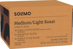 Amazon Brand – Solimo Variety Pack Light and Medium 100 Count (Pack of 1)