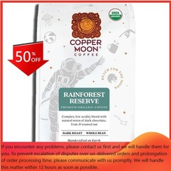 Copper Moon Rainforest Reserve Organic Blend Dark Roast Whole Bean Coffee – 2lbs