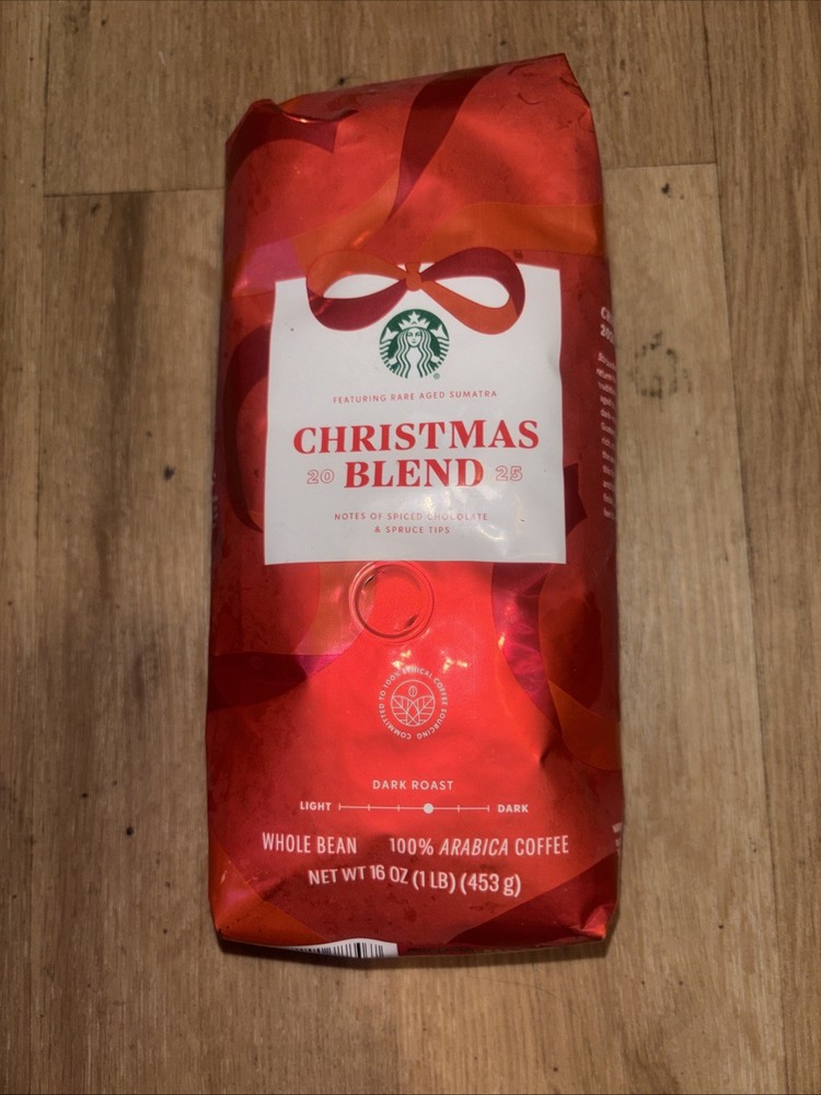 NEW Starbucks Christmas Blend Dark Roast Whole Bean Coffee 1LB Bag￼