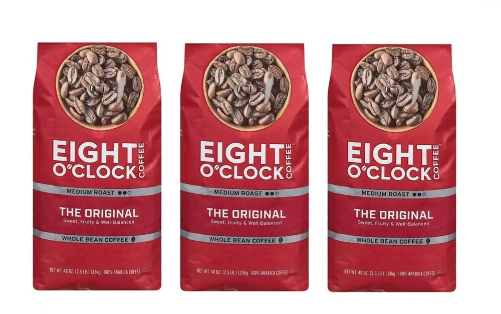 3 Pack – Eight O’Clock Medium Roast Whole Bean Coffee, The Original, 40 oz.