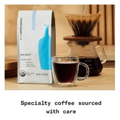 Blue Bottle Whole Bean Organic Coffee, BRIGHT, Medium Roast, 12 Ounce bag Pack