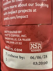 2 Bags Peet’s Holiday Blend Whole Bean Coffee Dark Roast 10 Oz Exp 6/6/25 Peets