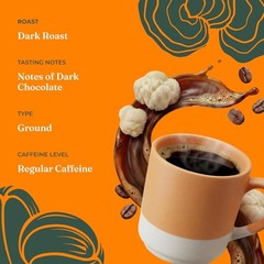 Organic Mushroom Coffee Dark Roast Lion’s Mane Chaga 12oz Ground