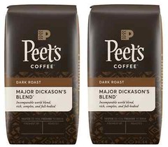 Peet’s Coffee Whole Bean TWO 32 oz. Bags Peets Major Dickason’s Deep Roast