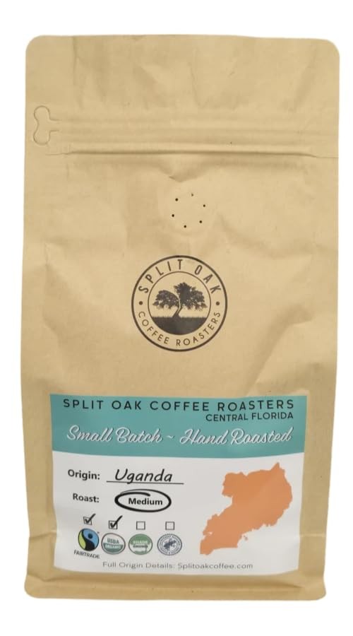 Organic Uganda Coffee Beans Roasted 12oz, Espresso Arabica, Vanilla Flavor, A…