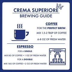 Crema Superiore Whole Bean Coffee, Arabica and Robusta Blend, Medium Roast, 2…