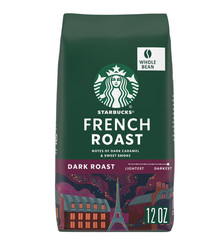 Starbucks French Roast, Whole Coffee Beans,Dark Roast Hot or Iced Coffee, 12 oz