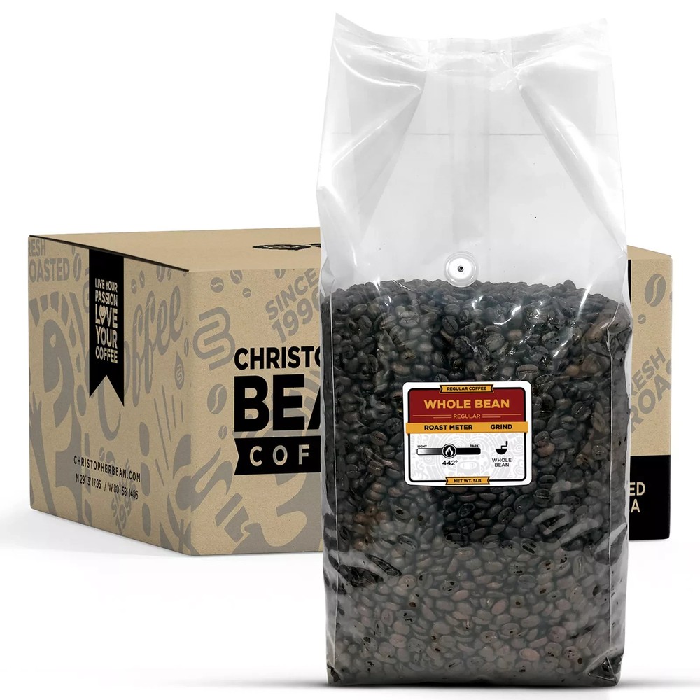 Christopher Bean Coffee 100% COLOMBIAN WHOLE BEAN 5 LB DECAF Regular