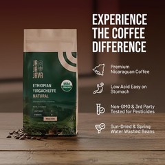 JaJa Java Ethiopian Yirgacheffe Natural Whole Bean Coffee, Light Roast, 12 Ou…