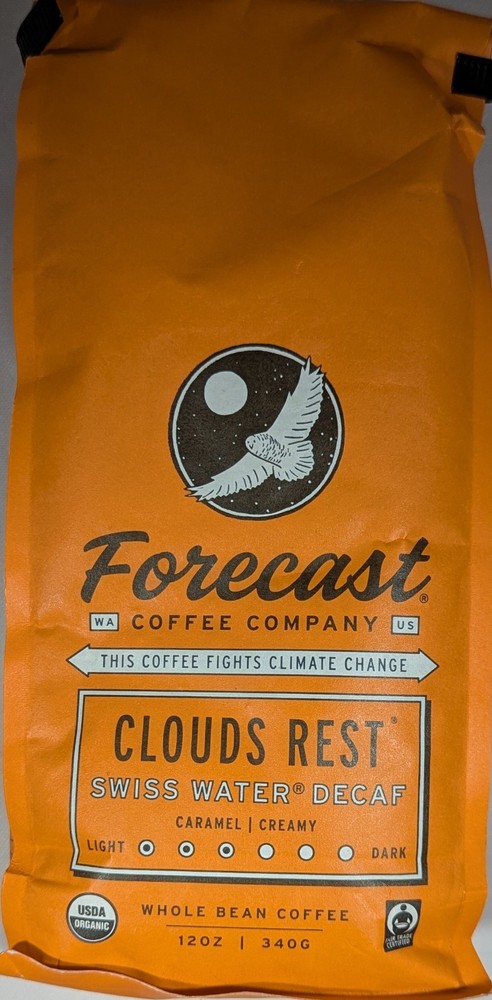Forecast Coffee Company Clouds Rest Swiss Water Decaf, 12 oz. – EXP: 12/29/2025