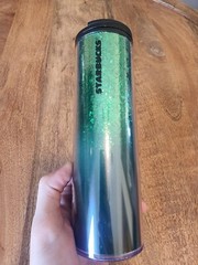 RARE 2019 Starbucks Holiday Green Glitter Hot Cold Coffee Cup Tea Mug 16oz