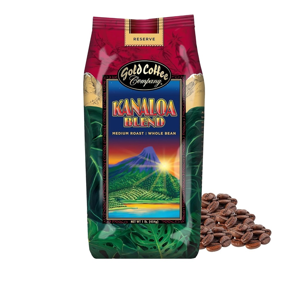 Gold Coffee Co. Kanaloa Premium House Blend Medium Roast Whole Bean 100% Arabica