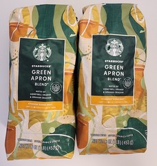 Starbucks Green Apron Blend Blonde Roast Whole Bean 2-16oz. Bags Sealed