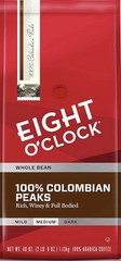 2 pack Eight O’Clock Medium Roast Whole Bean Coffee, 100% Colombian Peaks 38 oz.