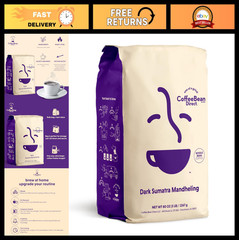 Dark Sumatra Mandheling Whole Bean Coffee – Arabica Dark Roast 5lb Bag