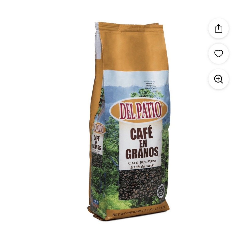 Del Patio Coffee Medium Roast Whole Beans 2.2 lb – 100% Pure Puerto Rican Coffee