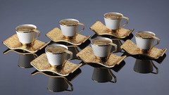 Turkish Greek Arabic Bosnian Coffee & Espresso Cup Set for 6 – 18 Pcs, Porcelain