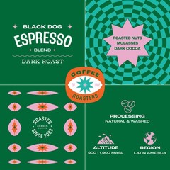 Whole Bean Black Dog Espresso Blend Dark Roast Brewed Coffee Cocoa 12 Oz