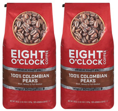 2 pack Eight O’Clock Medium Roast Whole Bean Coffee, 100% Colombian Peaks 38 oz.
