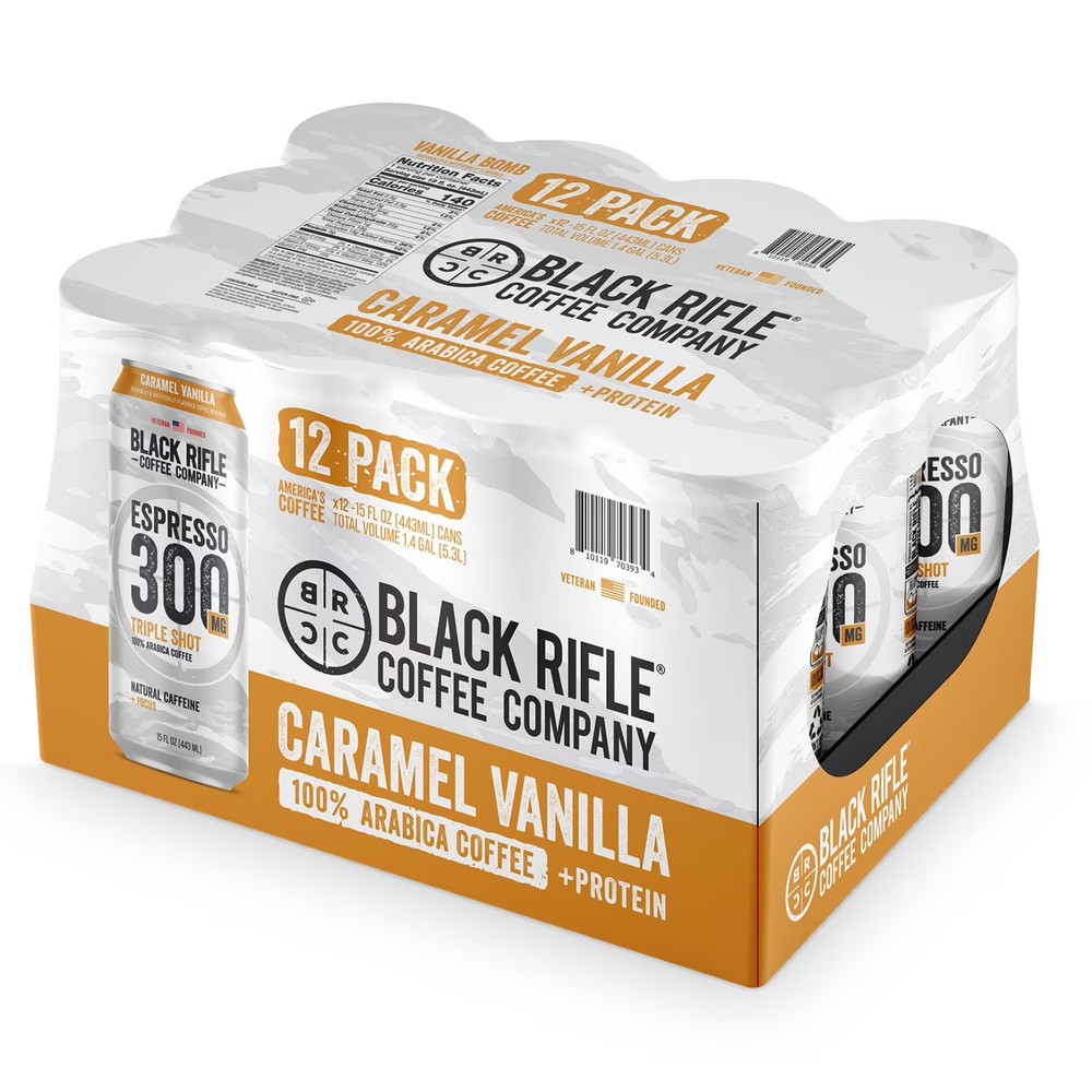 Black Rifle Coffee Company Espresso Caramel Vanilla 300, 15 Fluid Ounce, 12 Pack