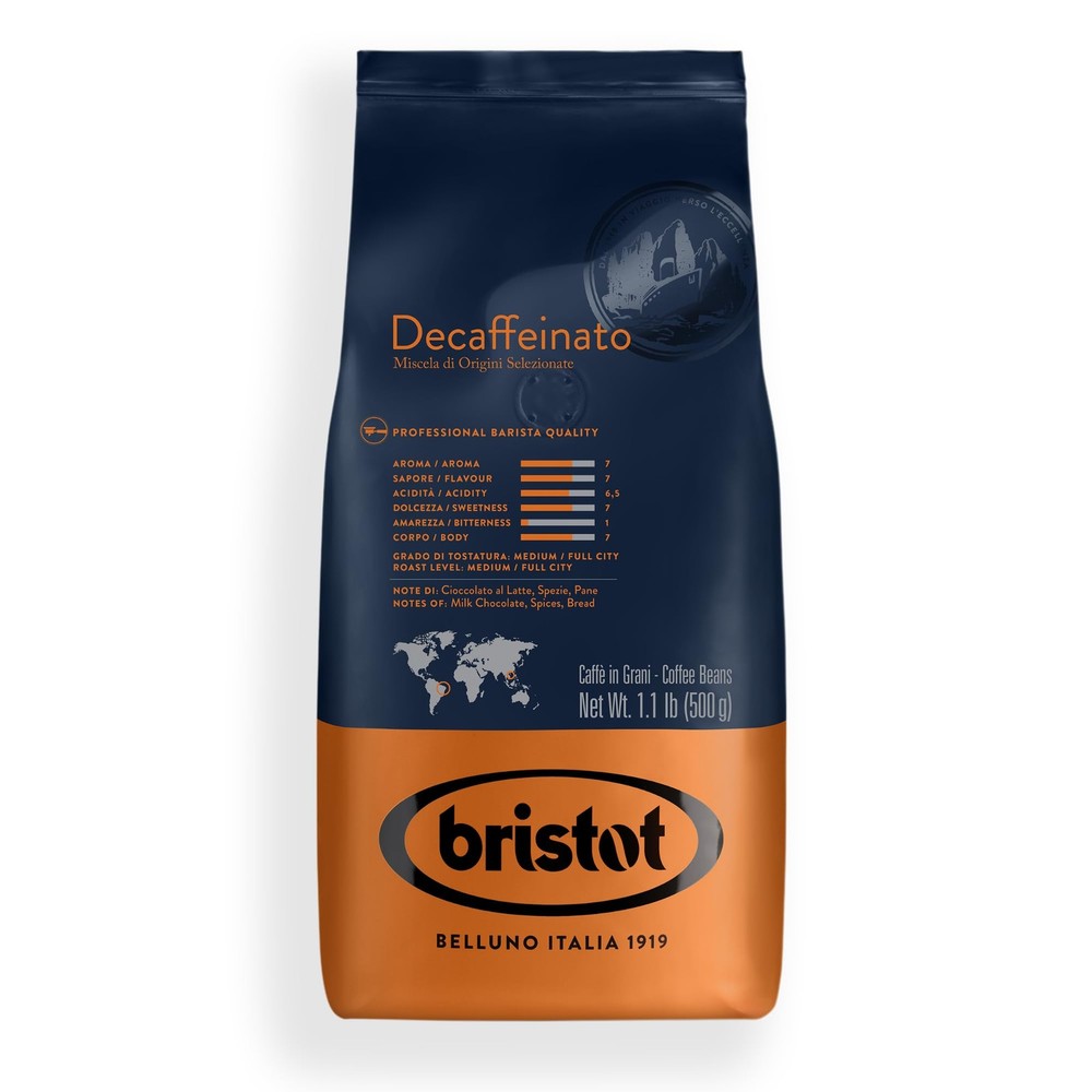 Decaf Italian Coffee Beans Medium Roast Whole Espresso Smooth 1.1 Lb Bag