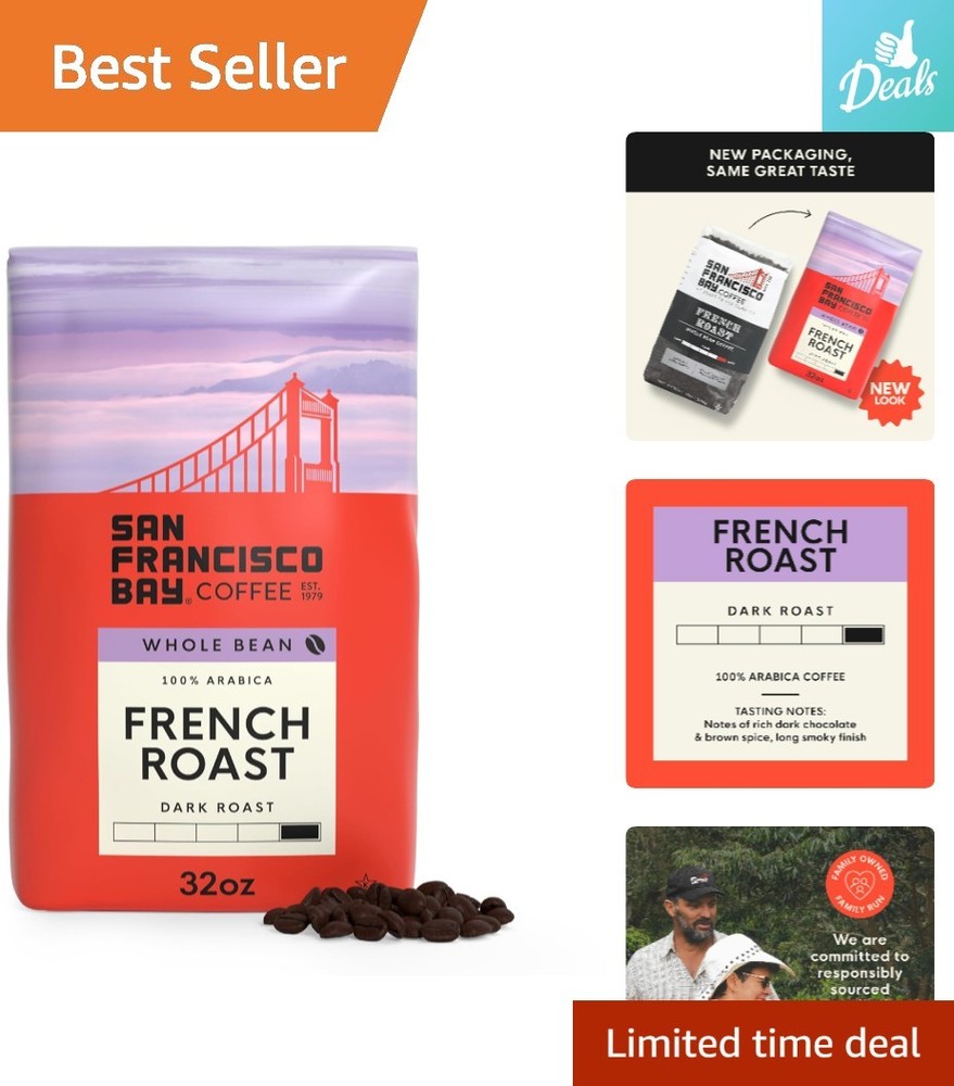 French Roast Dark Roast Whole Bean Coffee – 32 Oz Kosher Certified Perfection