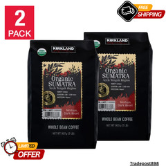 Kirkland Signature Organic Sumatra Whole Bean Coffee, 2 Lbs Per Bag, 2-Pack