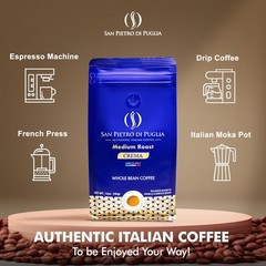 5 Packs 12oz Whole Bean Coffee Medium Roast Crema Arabica Robusta Blend Low Acid