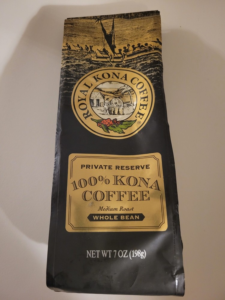 100% Royal Kona Coffee, Medium Roast, Whole Bean 7oz, Fresh