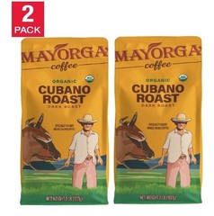 Mayorga Café Roast, USDA Organic WHOLE BEAN COFFEE Dark Roast 2 Lb x 2 Pack