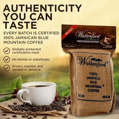 Wallenford Jamaica Blue Mountain Coffee Bean 100% 16oz PACK OF 4