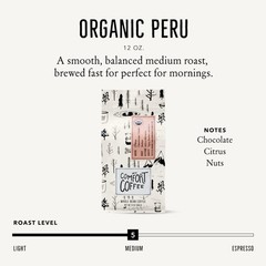 Mt. Comfort Coffee Organic Peru Medium Roast Coffee Beans 12oz