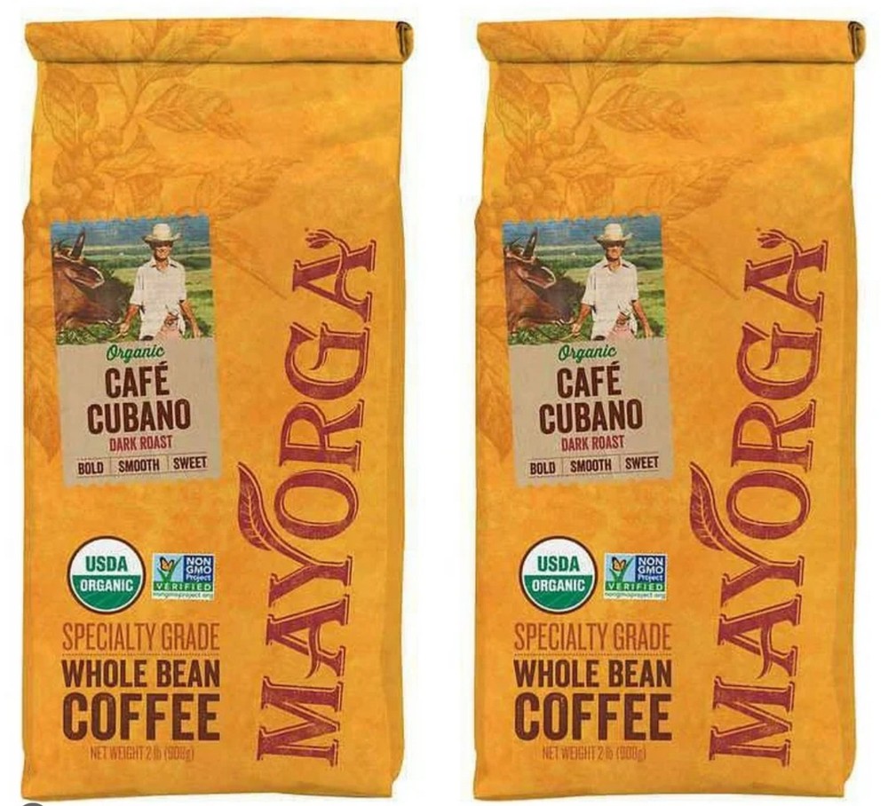 2 X Mayorga Café, USDA Organic, Dark Roast Whole Bean Coffee, 2lb Each, EXP 5/27
