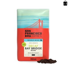 Decaf Medium Roast Whole Bean Coffee – 32 oz Bay Bridge Blend, Kosher Certified