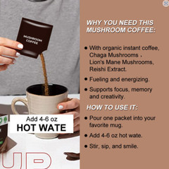 Mushroom Organic Coffee Blend Espresso For Focus,Immunity,Energize /USA Seller.