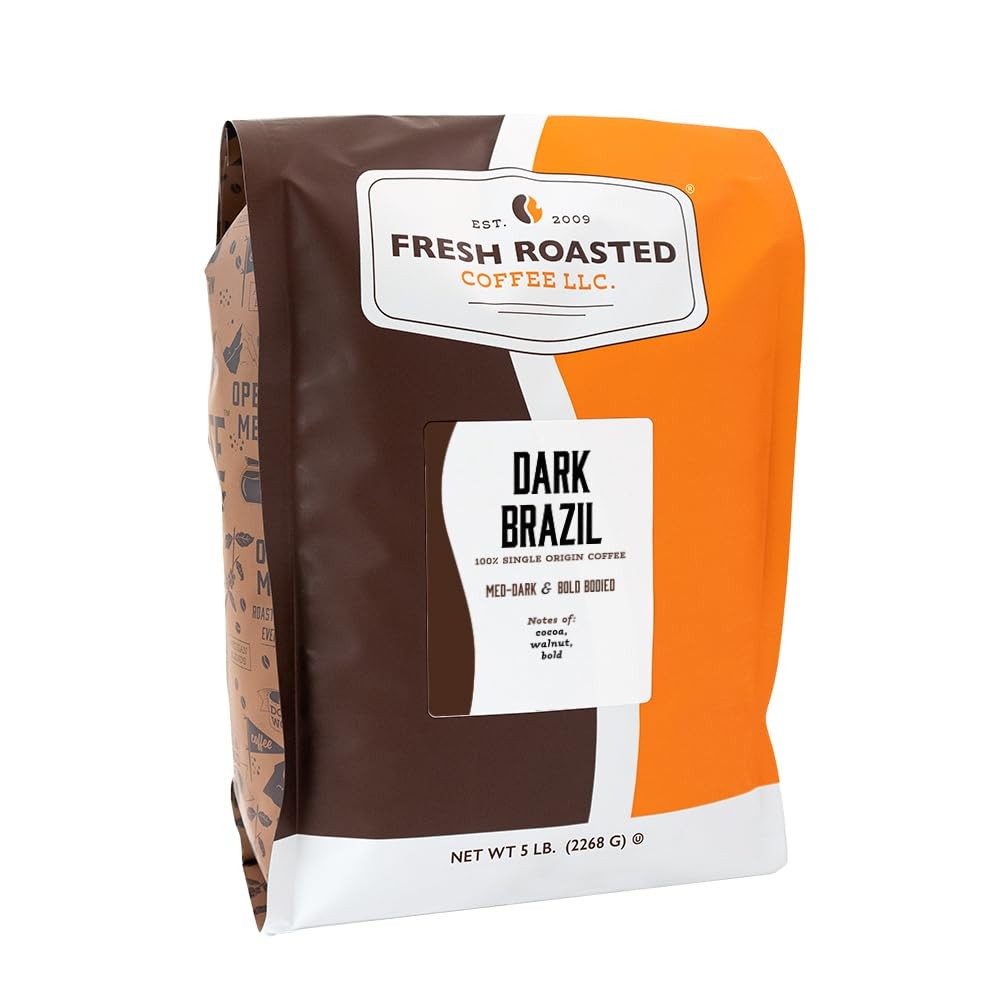 Fresh Roasted Coffee, Dark Brazil, 5 lb (80 oz), 80 Ounce (Pack of 1), Coffee