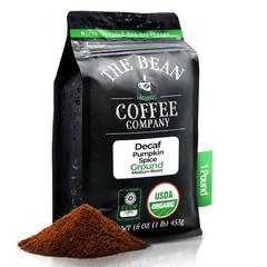 The Bean Organic Coffee Company Water Processed DECAF Pumpkin Spice, Medium Roas
