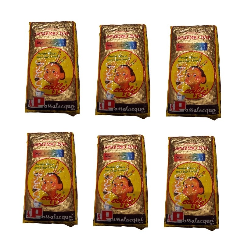 Passalacqua Coffee Decaffeinated Beans 1 Kg x 6 Pieces