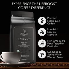 Lifeboost Organic Espresso Whole Bean Coffee – Low Acid Espresso Coffee, Non-…